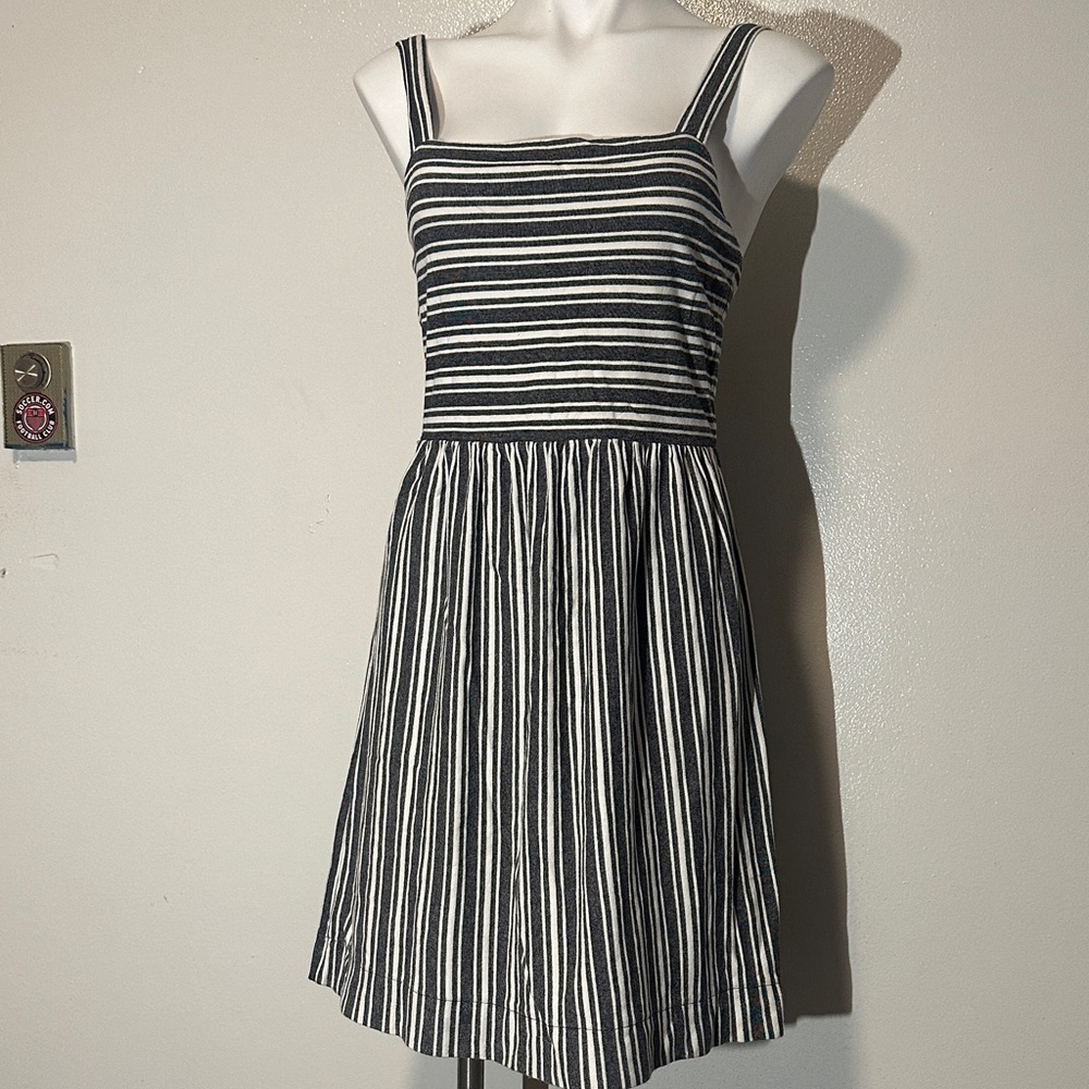 LOFT Black and White Striped Mini Dress